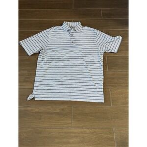 Footjoy FJ Men's Golf Polo Shirt Large Blue Stripes Short Sleeve